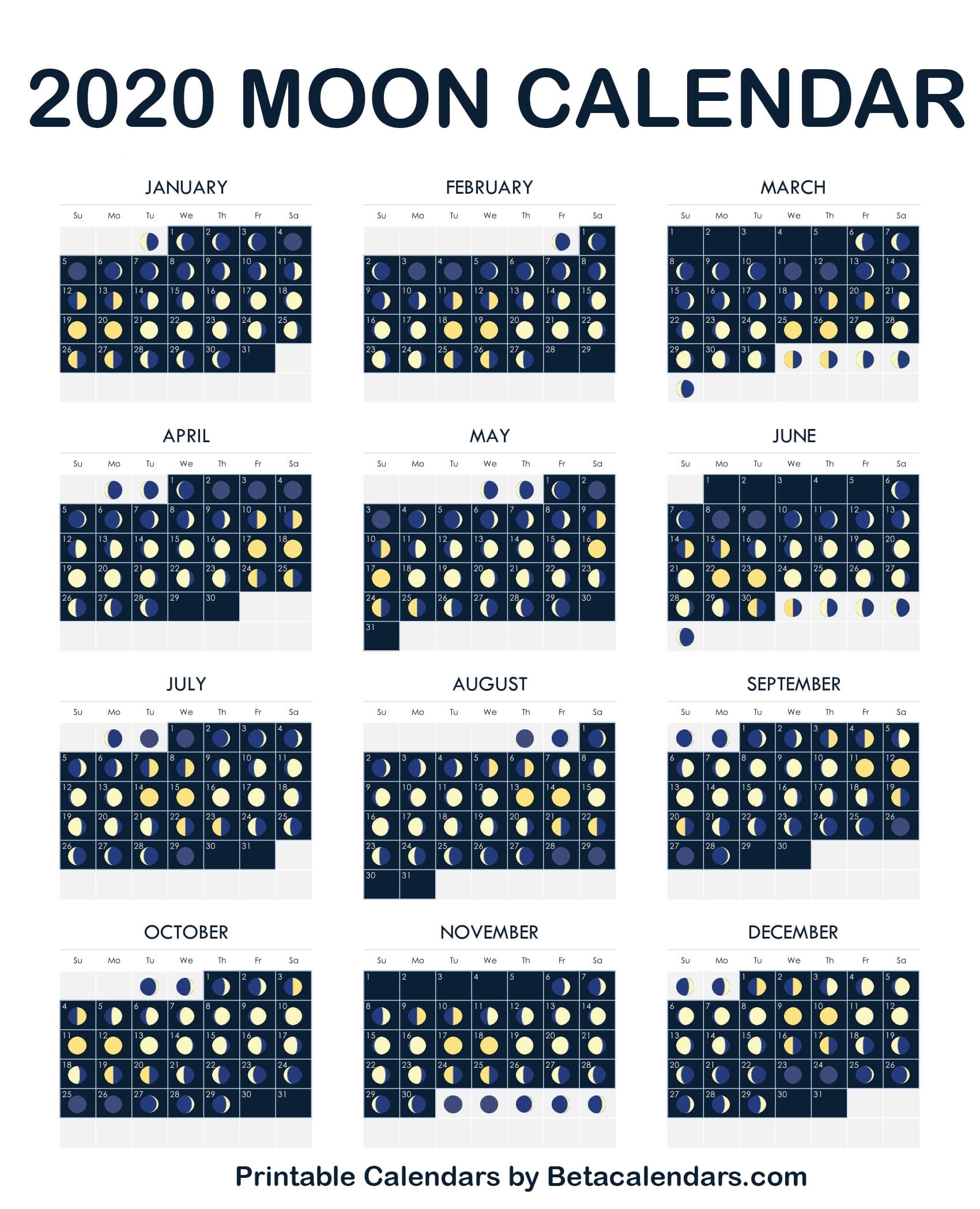 2020 Calendar - Free Printable Yearly Calendar 2020 Remarkable Printable Calendar 2020 Iwth Lunar Dates