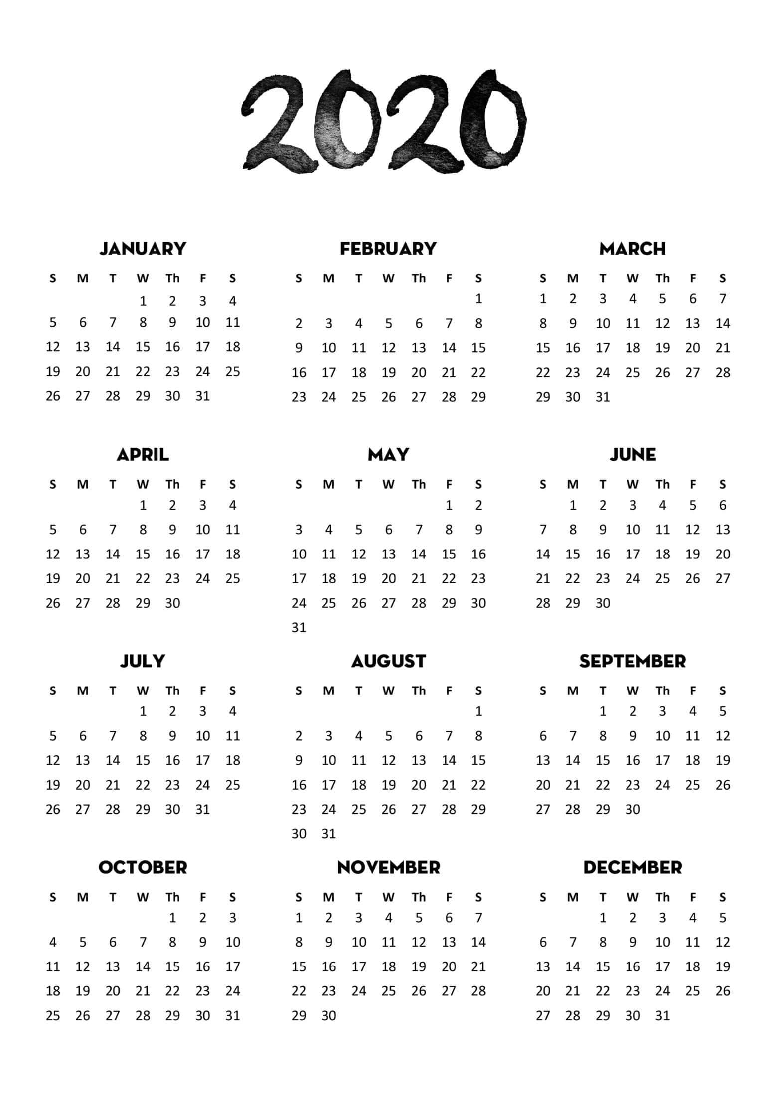2020 Calendar Full Page - Colona.rsd7 At A Glance 2020 Calendar