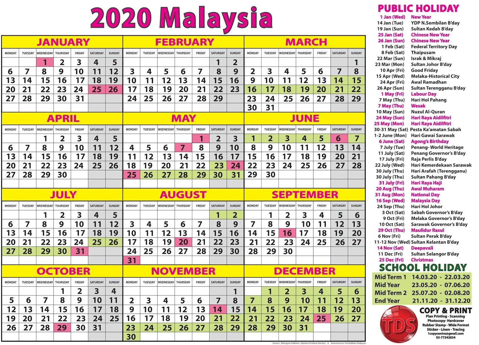 2020 Calendar Malaysia - Kalendar 2020 Malaysia Exceptional 2020 Calendar Printable With Holidays Malaysia