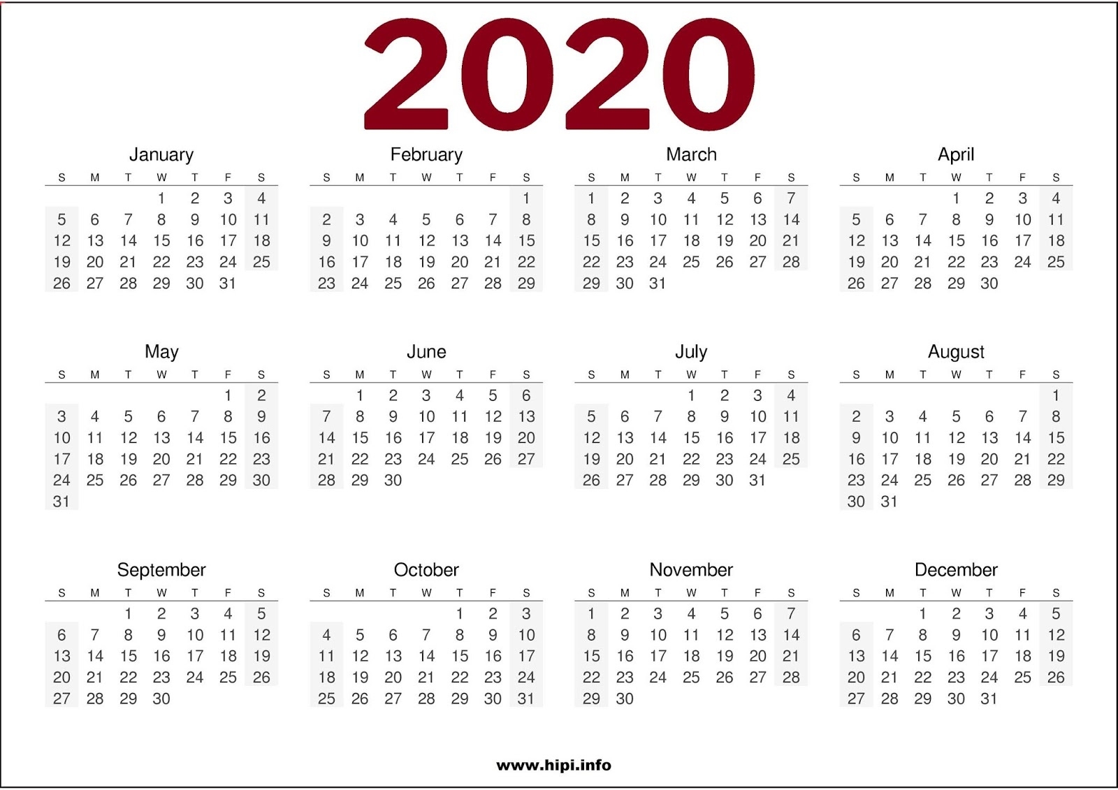 2020 Calendar Printable One Page - Colona.rsd7 Remarkable 2020 1 Page Calendar