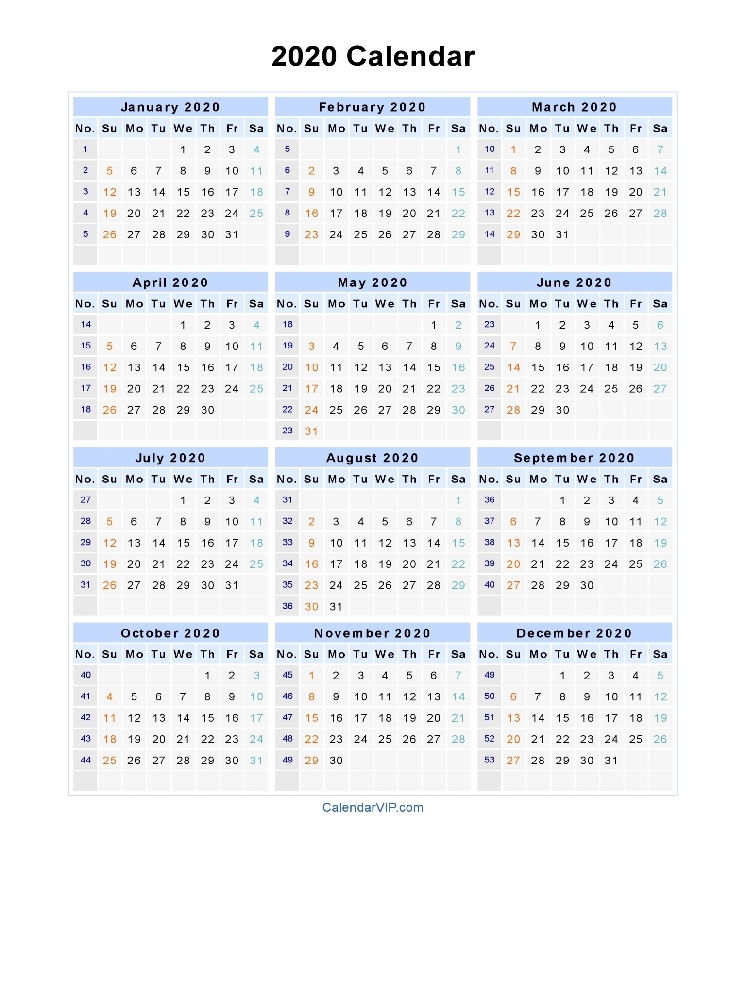 2020 Calendar Printable South Africa | Monthly Printable South African Calendar 2020 Pdf