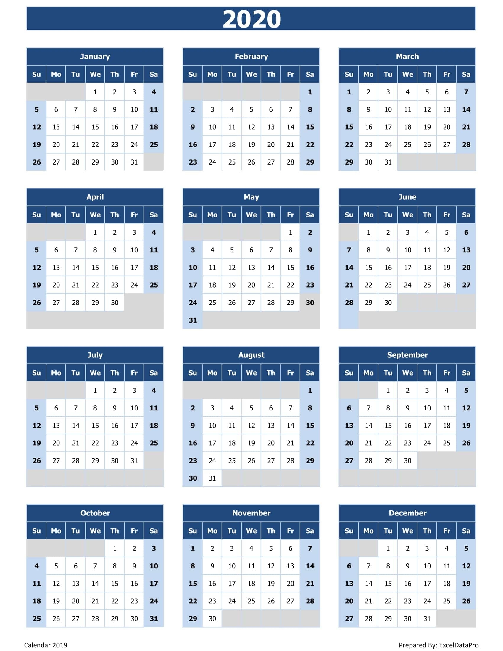 2020 Calendar Spreadsheet - Colona.rsd7 Exceptional 2020 Calendar Printable Excel