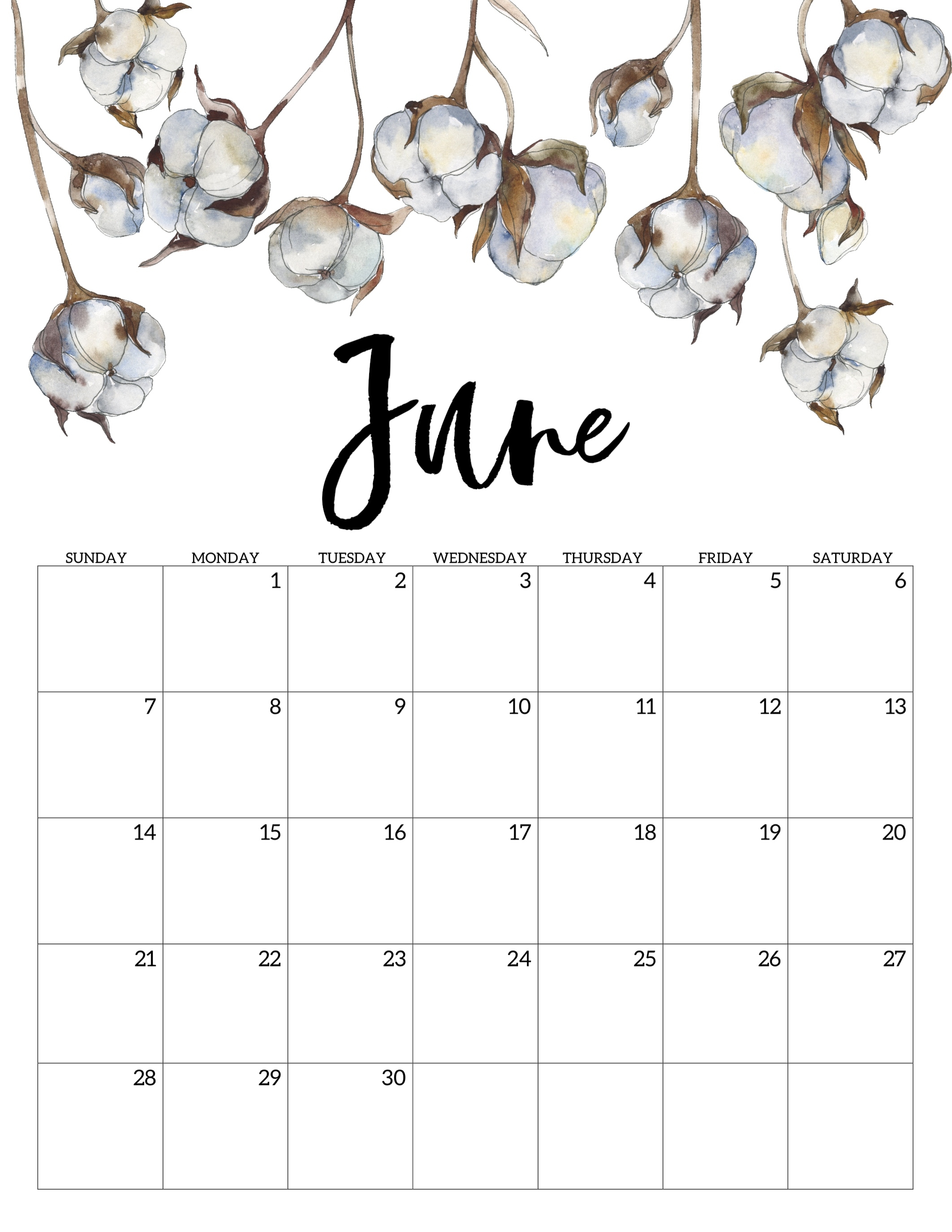 2020 Free Printable Calendar - Floral - Paper Trail Design Calendar Template 2020 Printable Free Black And White