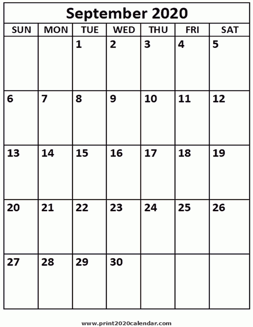 2020 September Calendar Printable Extraordinary Blank Calendar 2020 Monthly Portrait