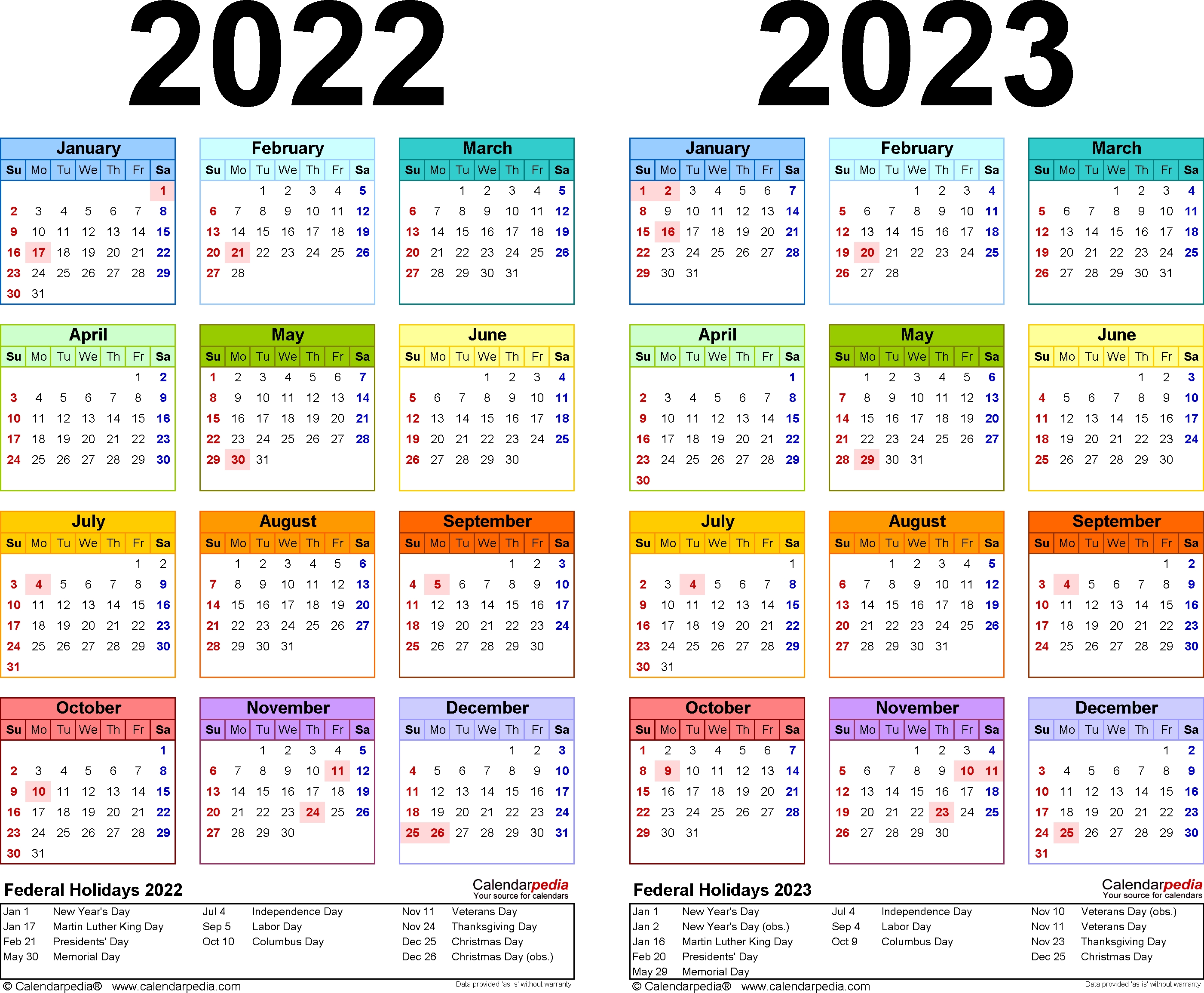 2022-2023 Two Year Calendar - Free Printable Pdf Templates 5 Years Calendar Uk Free Print