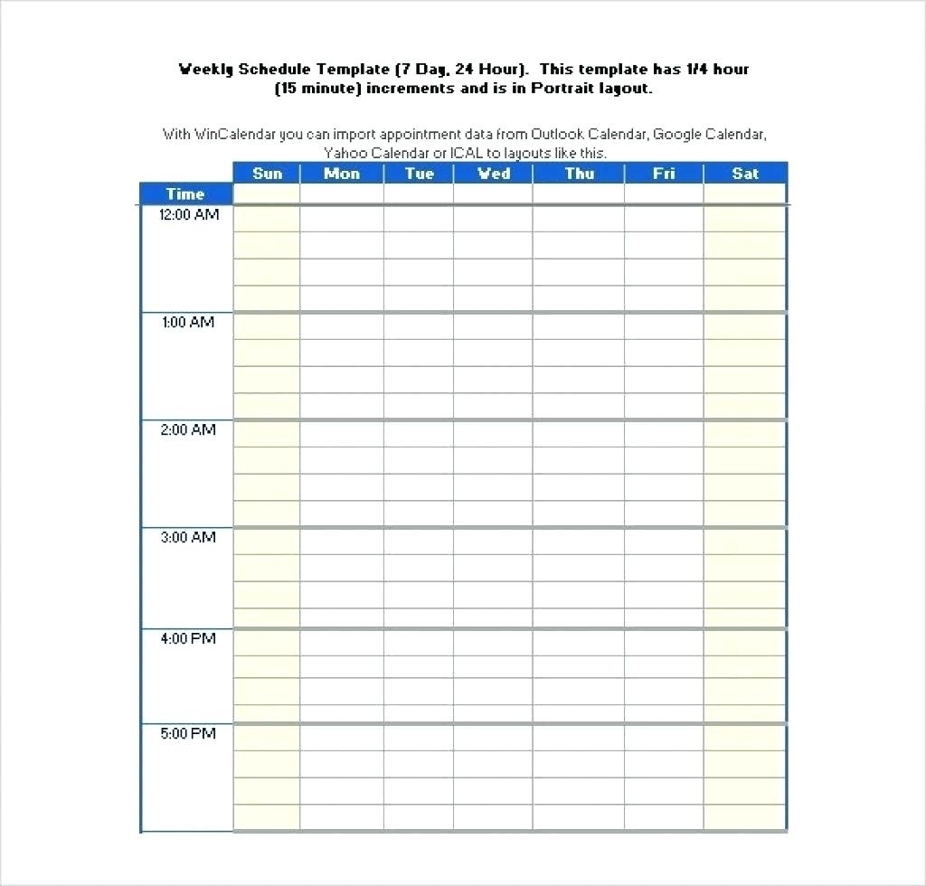 24 Hour Schedule Template - Colona.rsd7 24 Hour 7 Day Template