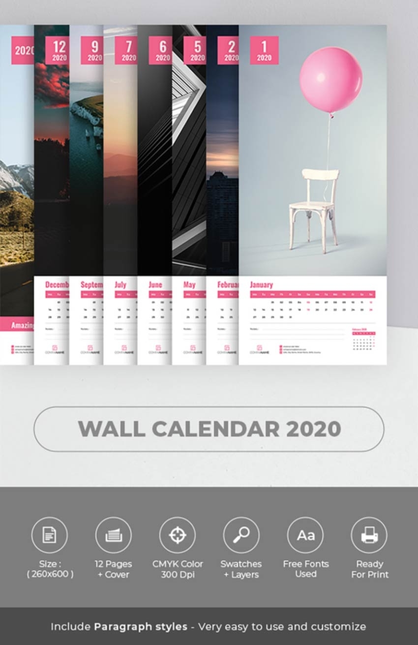 26 Best Indesign Calendar Templates (New For 2020) 2020 Calendar Printable Free Indesign