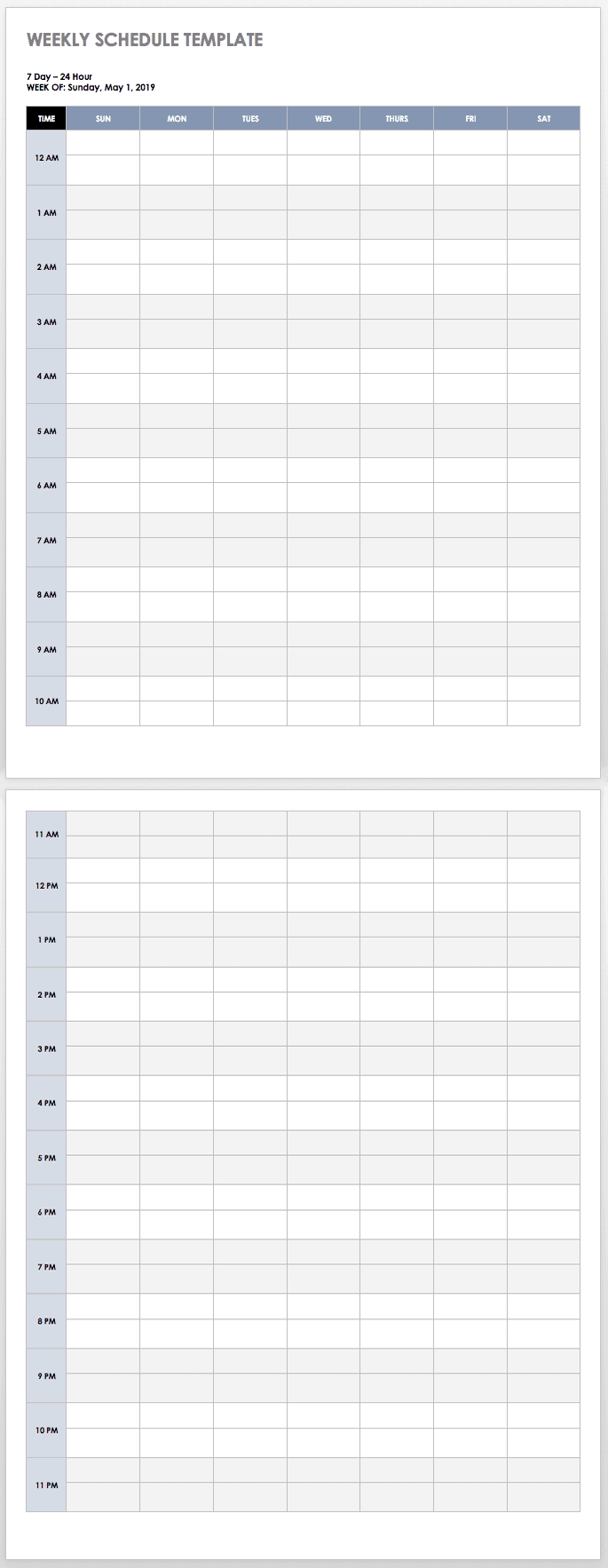 28 Free Time Management Worksheets | Smartsheet Blank Schedule Template 7 Day 24 Hours