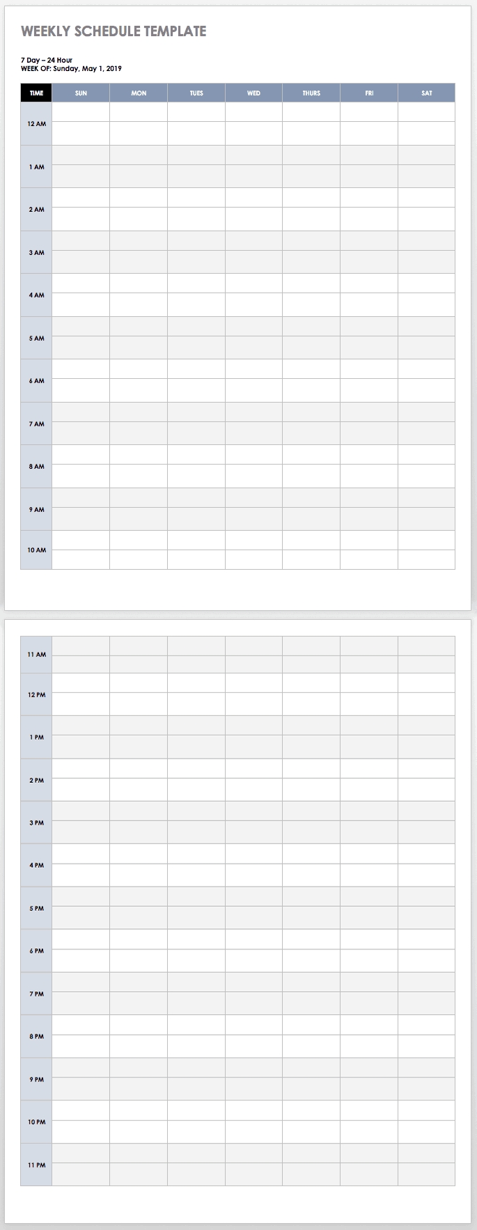 28 Free Time Management Worksheets | Smartsheet Remarkable 24 Hour 7 Day Template