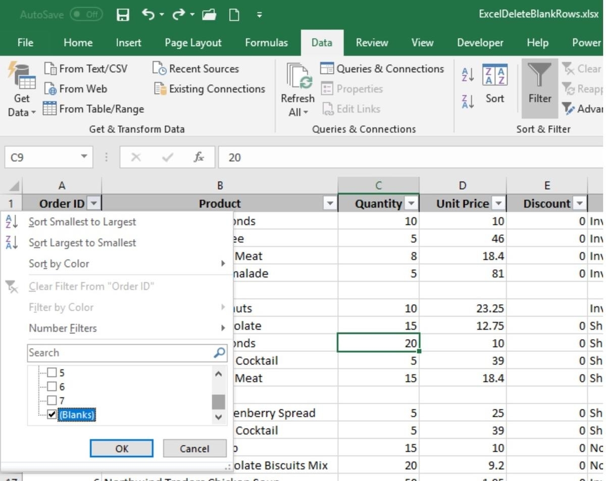 5 Ways To Delete Blank Rows In Excel - Techrepublic T Minus Schedule In Excel