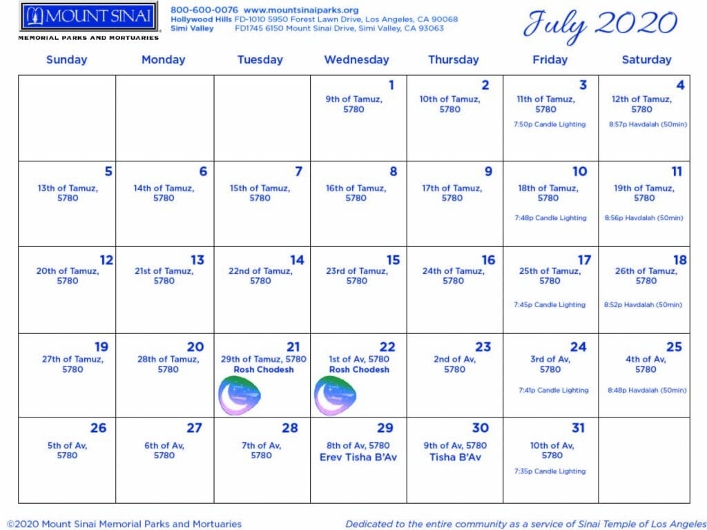 Extraordinary Dates Of Jewish Holidays 2020 Printable Blank Calendar