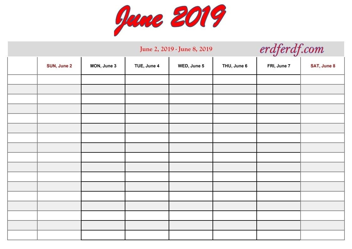 6 June Free Printable 2019 Calendar With Week Numbers | 2019 Printable Gregorian Calendar With Week Numbers