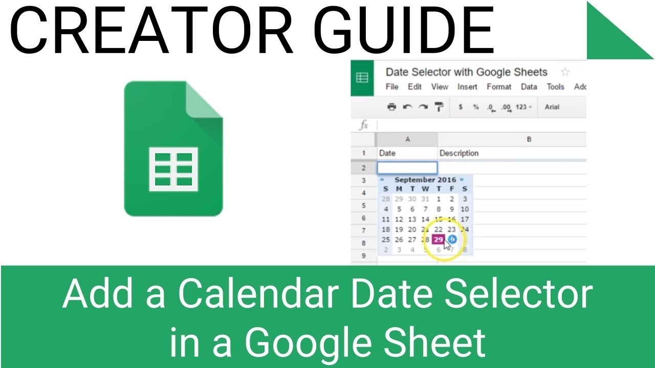 Add A Calendar Date Selector In A Google Sheet Extraordinary Calendar Add In For Google Sheets