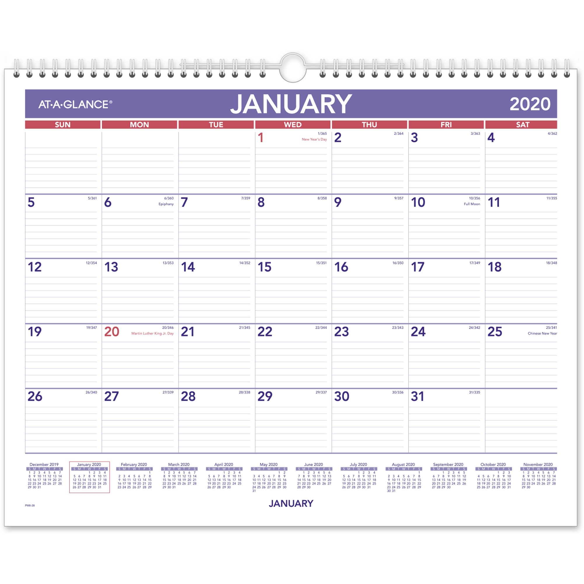At-A-Glance Monthly Wall Calendar - Yes - Monthly - 1 Year Extraordinary January Month At A Glance Calendar Page