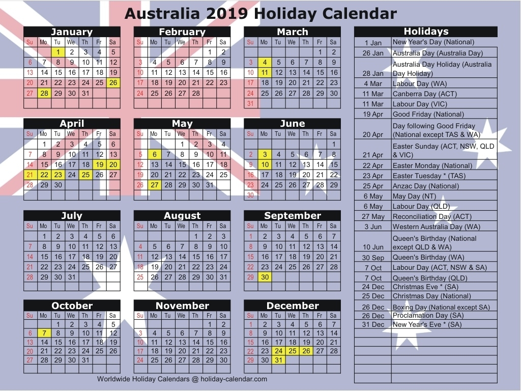 Australia 2019 / 2020 Holiday Calendar Incredible 2020 Calendar Australia Public Holidays