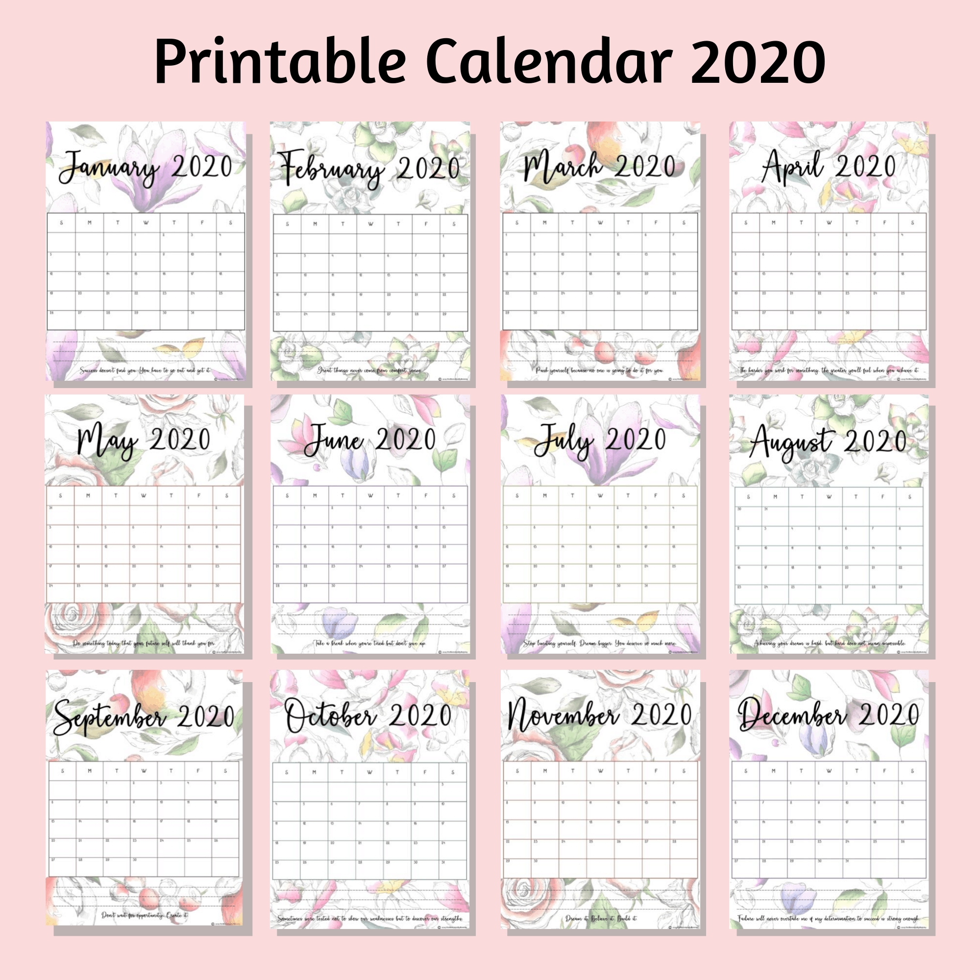 Beautiful Floral Free Printable Calendar 2020 - For Mommies Remarkable Christmas Calendar 2020 Printable Free