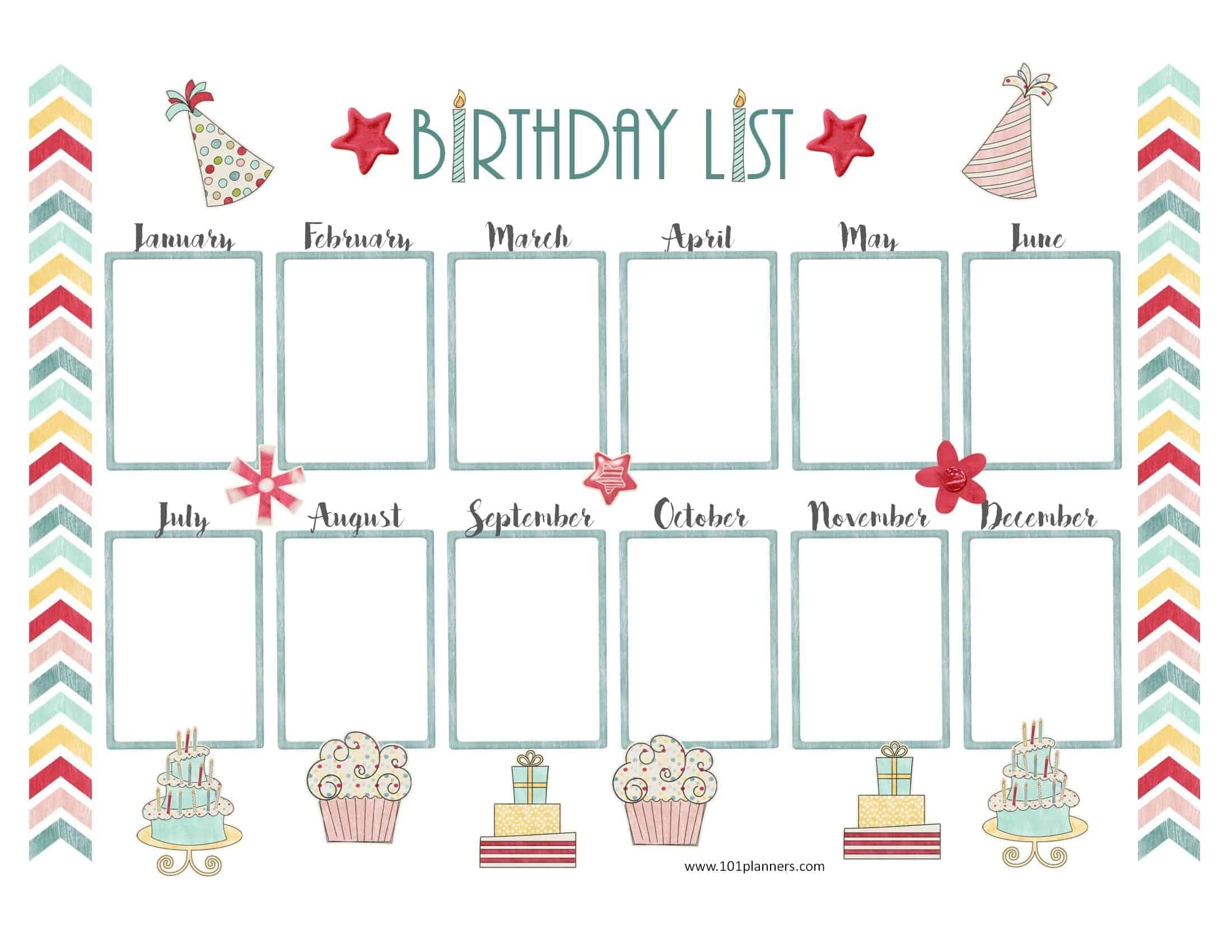 Birthday Calendar Template Incredible Free Printable Birthday Calendar Template