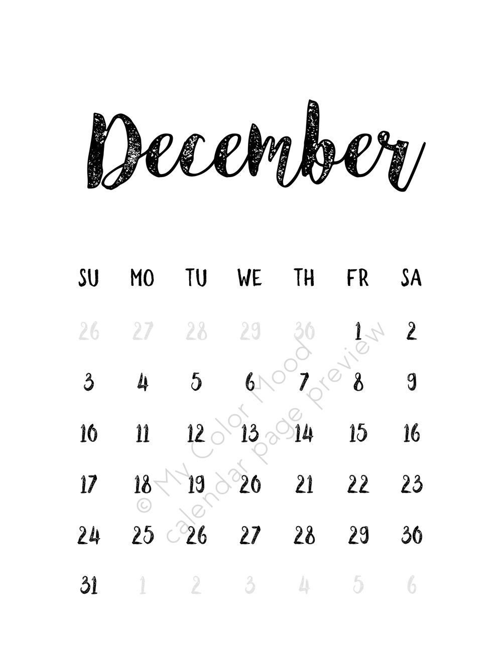 Black &amp; White 2017 Digital Calendar - Printable Calendar Incredible Calendar Printable Black And White