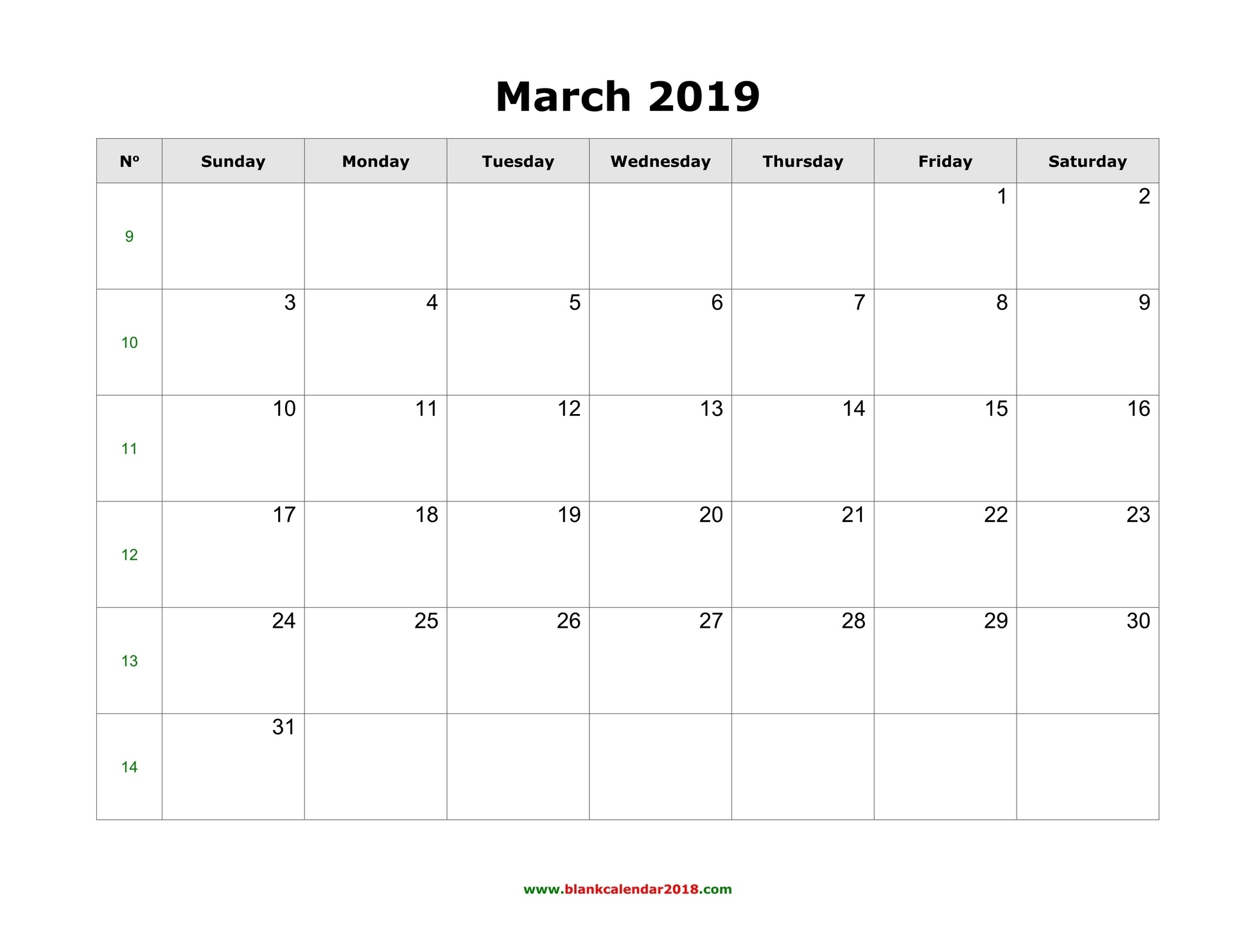 Blank Calendar For March 2019 Calendar To Fill In Template