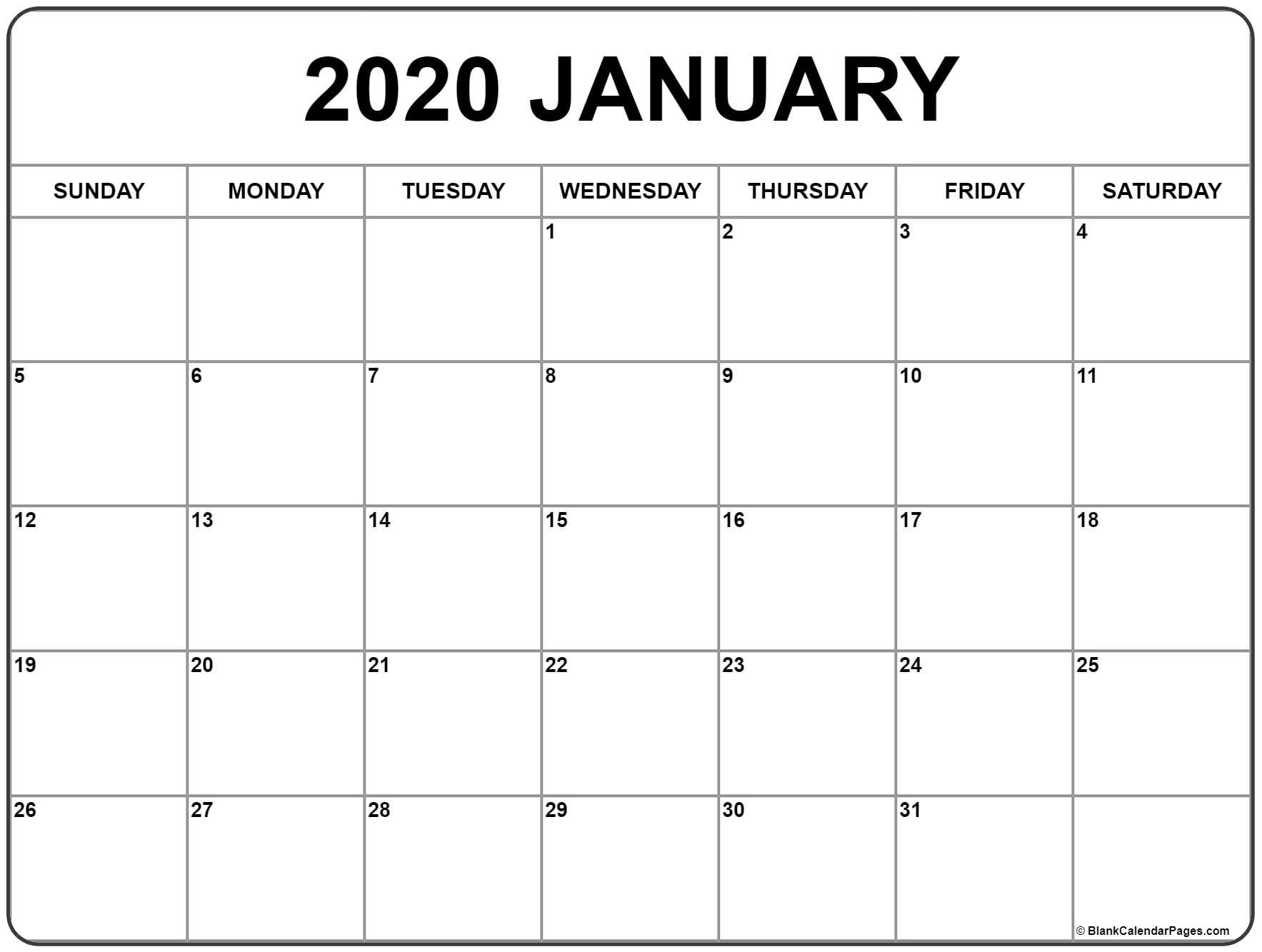 Blank January 2020 Calendar - Colona.rsd7 Free 4X6 Printable Monthly Calendars