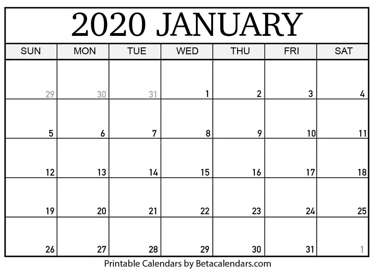 Blank January 2020 Calendar Printable 4 Months To A Page Blank Planner 202