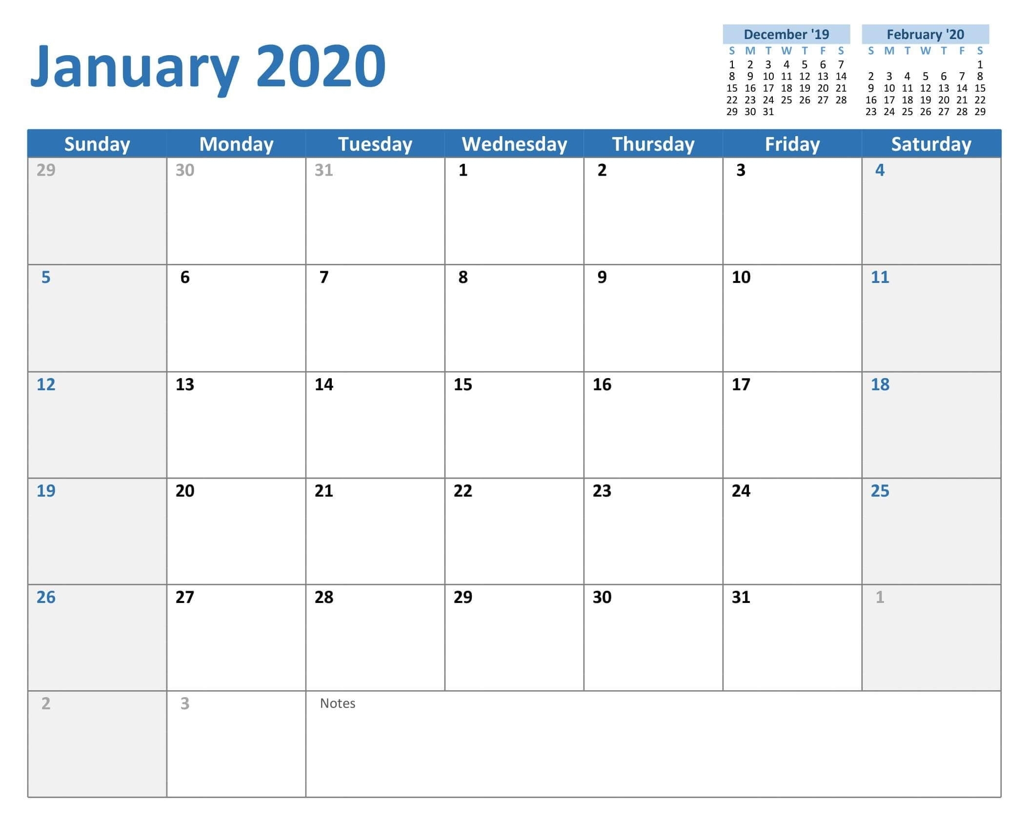 Blank January 2020 Calendar Word - 2019 Calendars For Remarkable Calendar 2020 Printable Microsoft Word