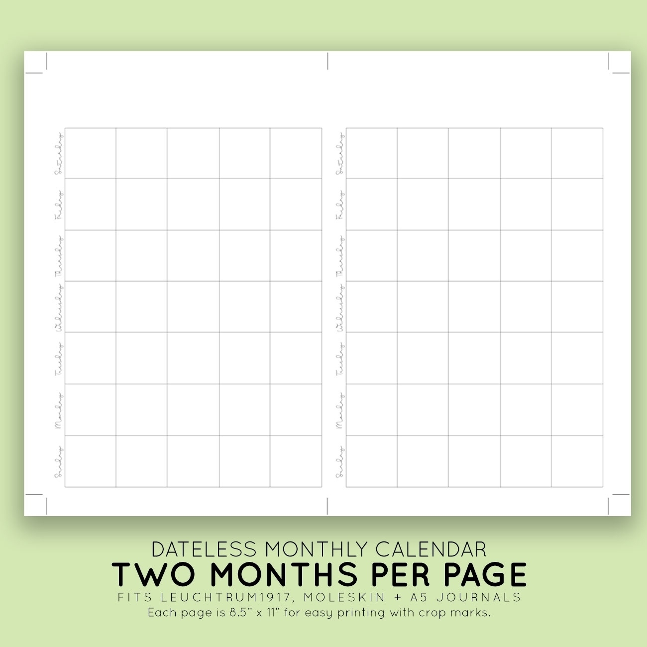 Blank Monthly Printable Calendar-Printable 5.5 X 8.5 Monthly Perky 5.5 In X 8.5 In Calendar