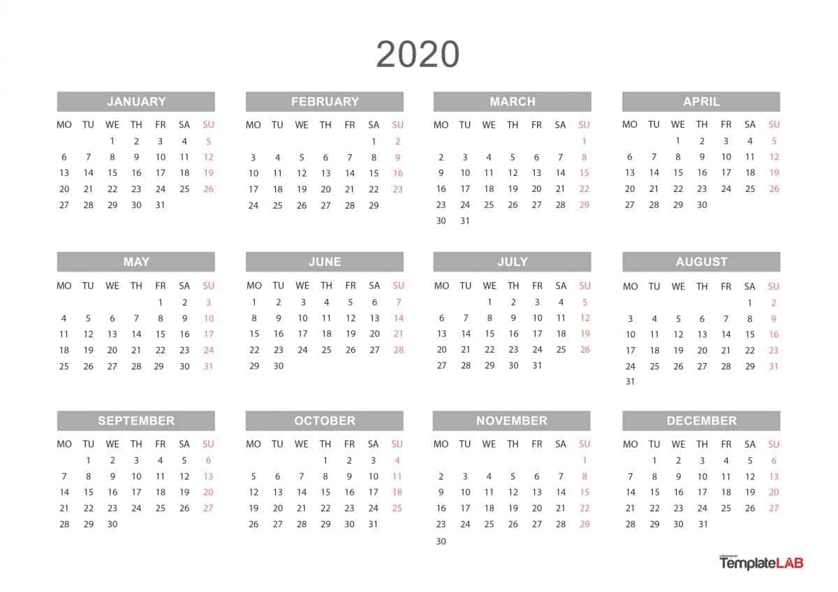 Blank Yearly Calendar 2020 - Colona.rsd7 Printable 2020Calender For The Whole Year