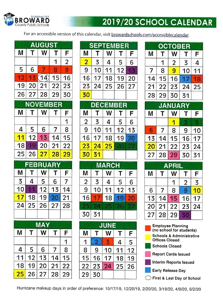 Exceptional Blank Broward County School Calendar • Printable Blank