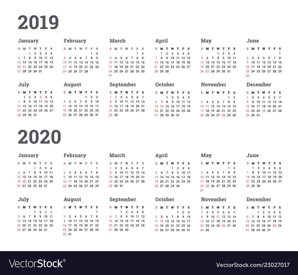 Calendar 2019 2020 Year - Wee 4 Year Calendar 2019 To 2020