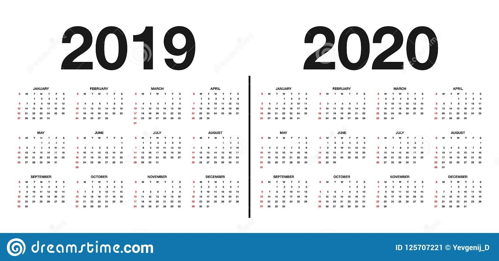 Calendar 2019 And 2020 Template. Calendar Design In Black Black And White 2020 Calendar Free