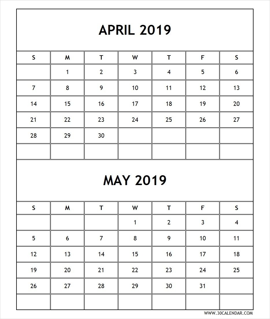 Calendar 2019 April May Printable Free | June Calendar Incredible Free Printable 2 Month Blank Calendar