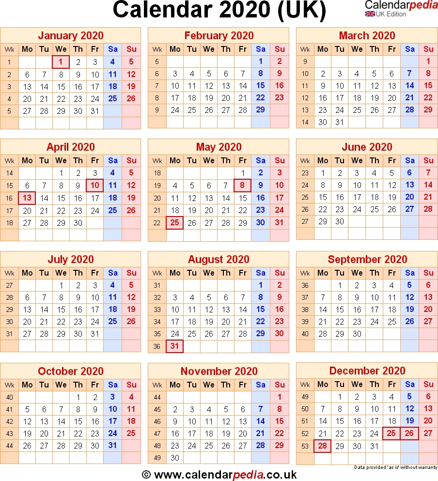 Calendar 2020 Uk With Bank Holidays &amp; Excel/pdf/word Templates Free Printable Calendar 2020 Uk
