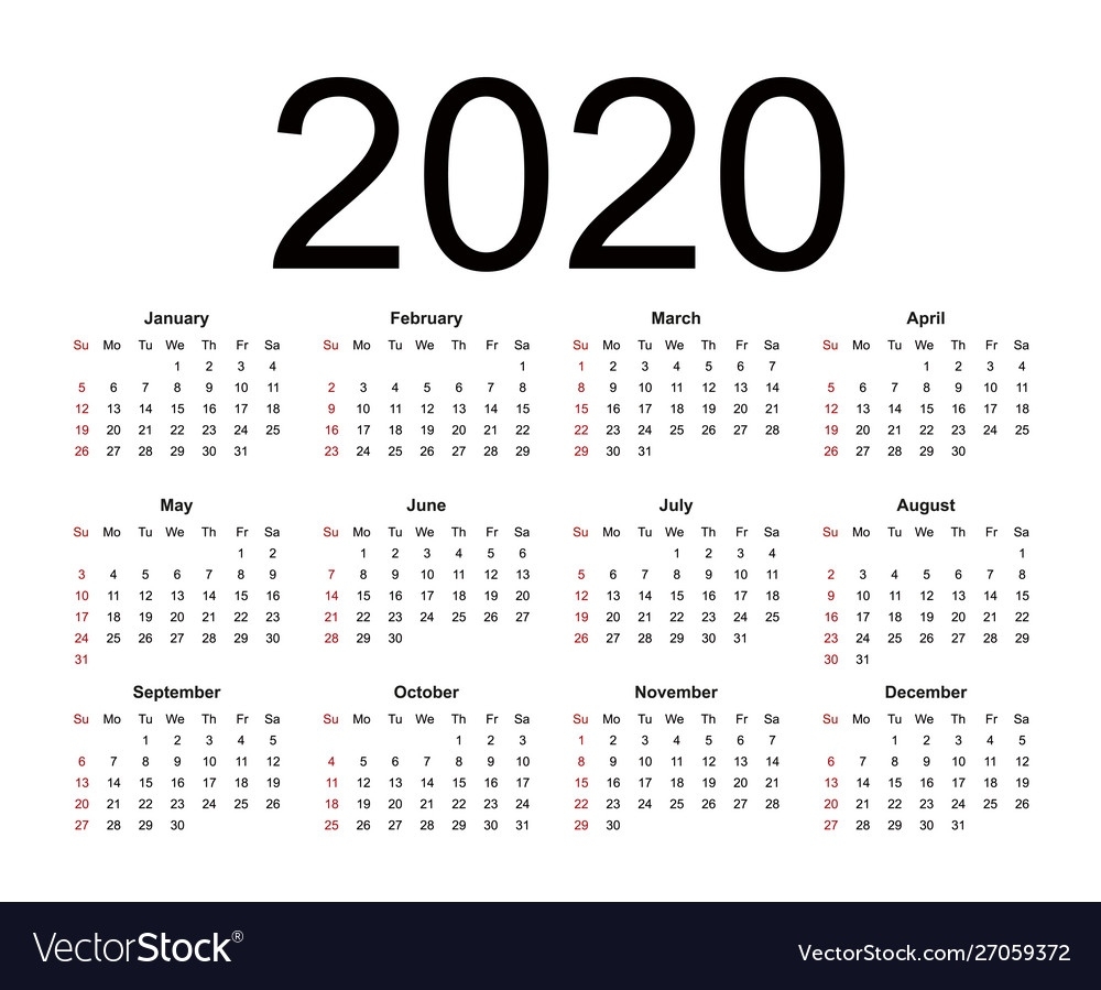 Calendar 2020 Week Starts From Sunday Business Blank Calendar 2020 Starting On Sunday With Week Numbers