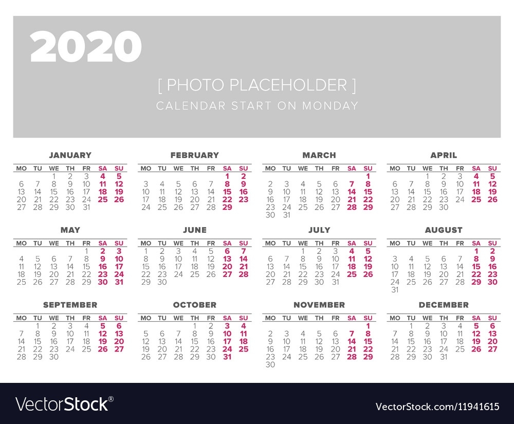 Calendar 2020 Year Design Template Impressive Calendar Template 2020 Illustrator Template
