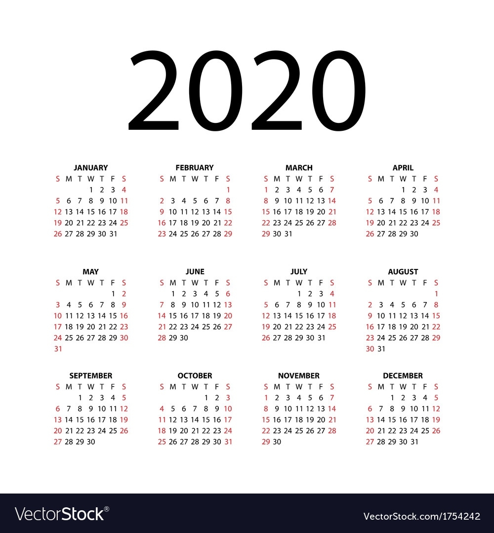 Calendar For 2020 Impressive Calendar Template 2020 Illustrator Template