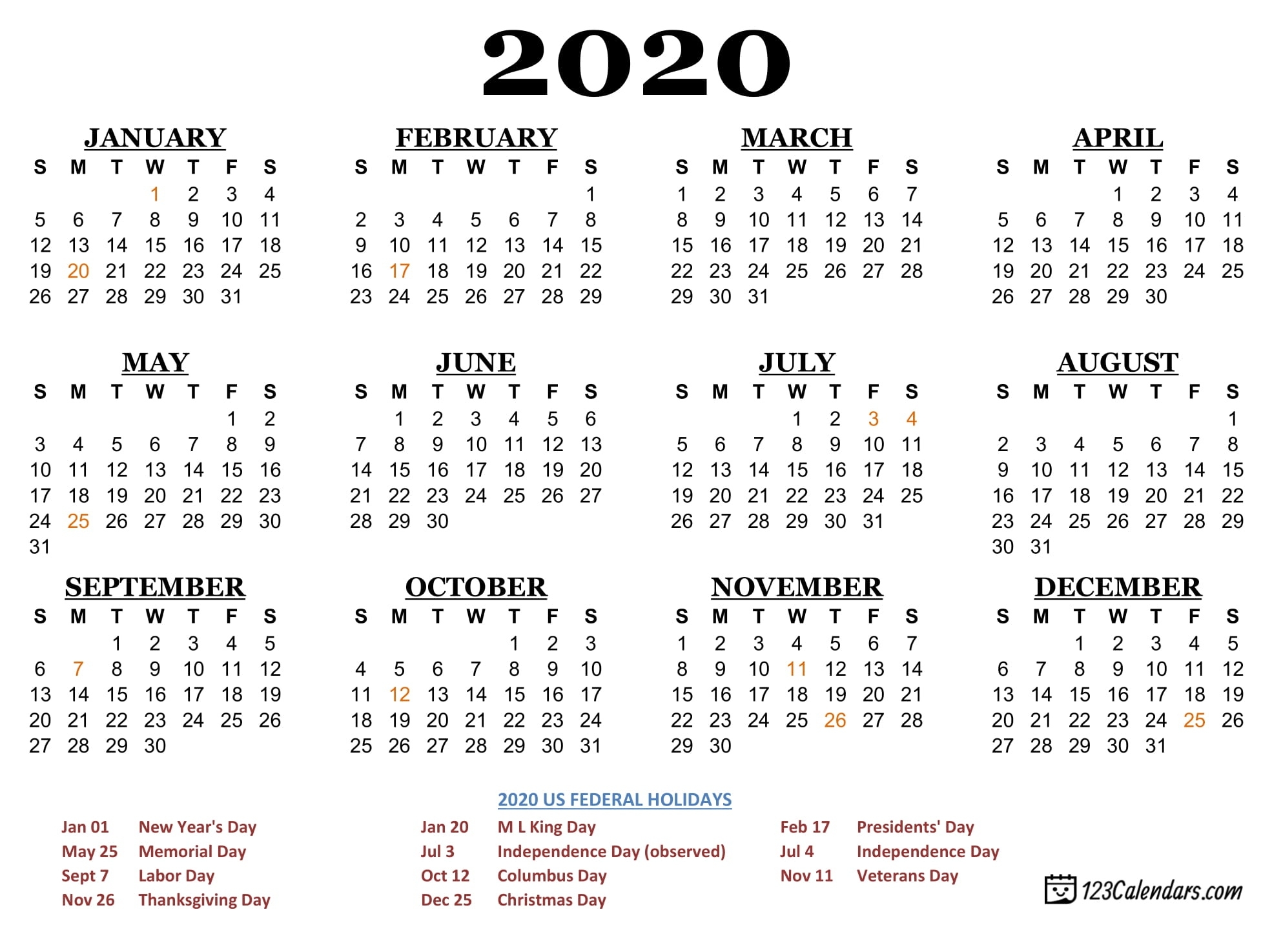 Calendar For Year 2020 Us - Colona.rsd7 Free Printable Christmas Calendar 2020