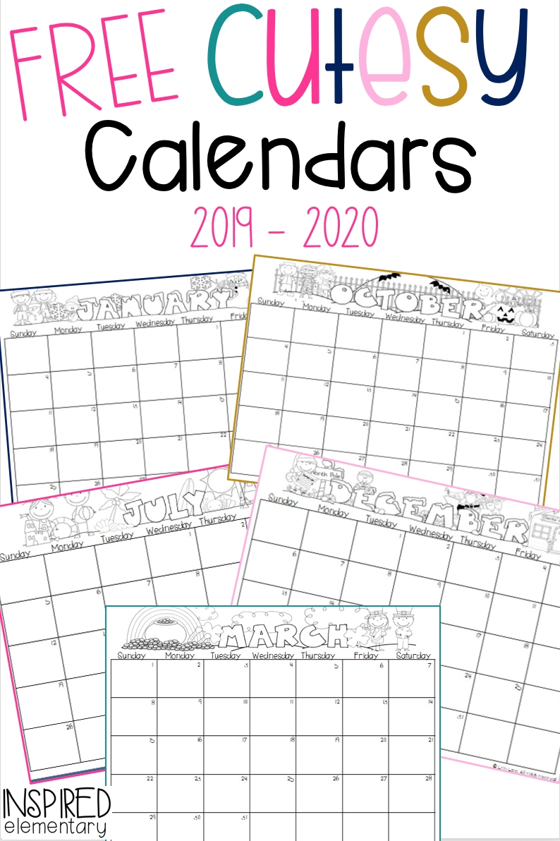Calendar Gift: Cutesy Calendar Freebie! | 3Rd Grade Life Impressive Weekly Homework 3Rd Grade Calendar