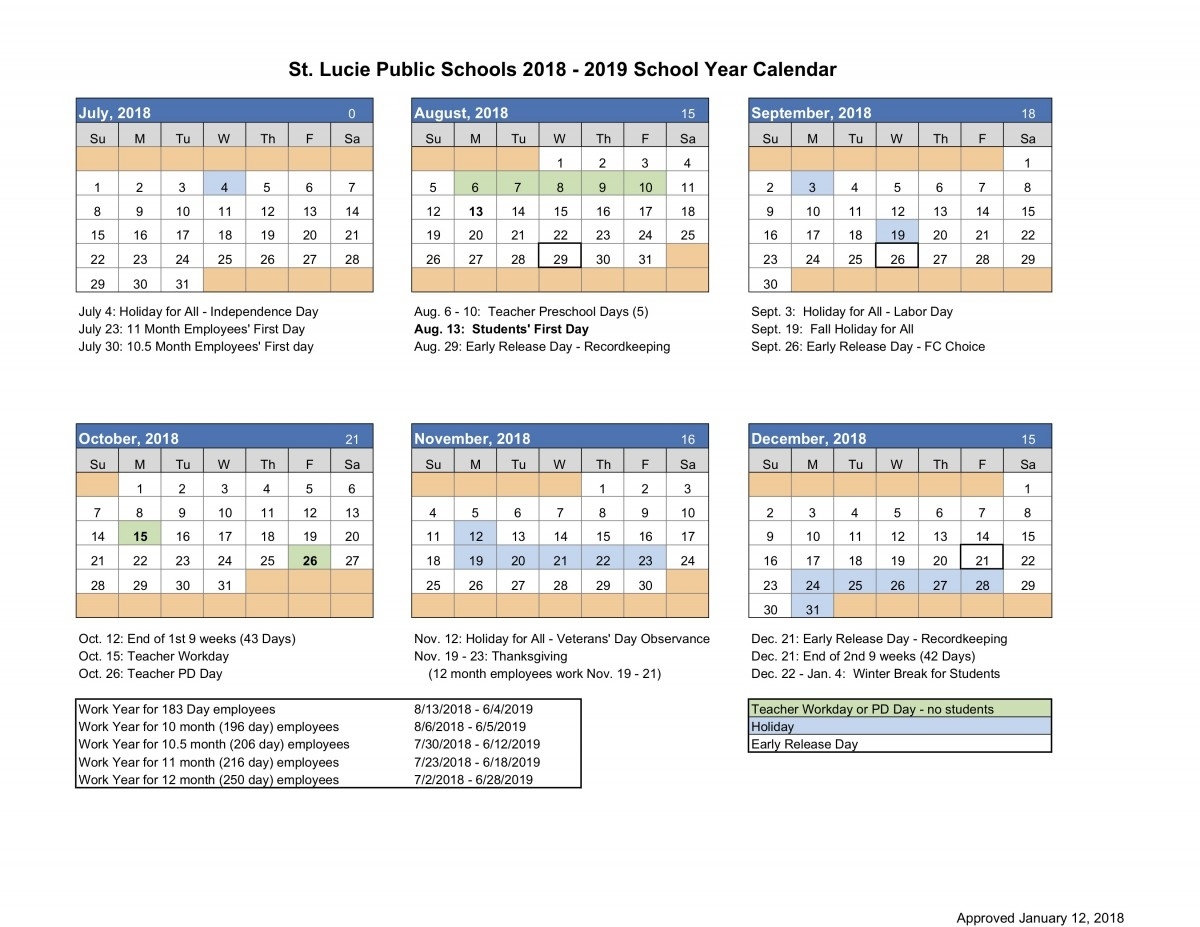 Remarkable Vero Beach School Calendar 2020 • Printable Blank Calendar