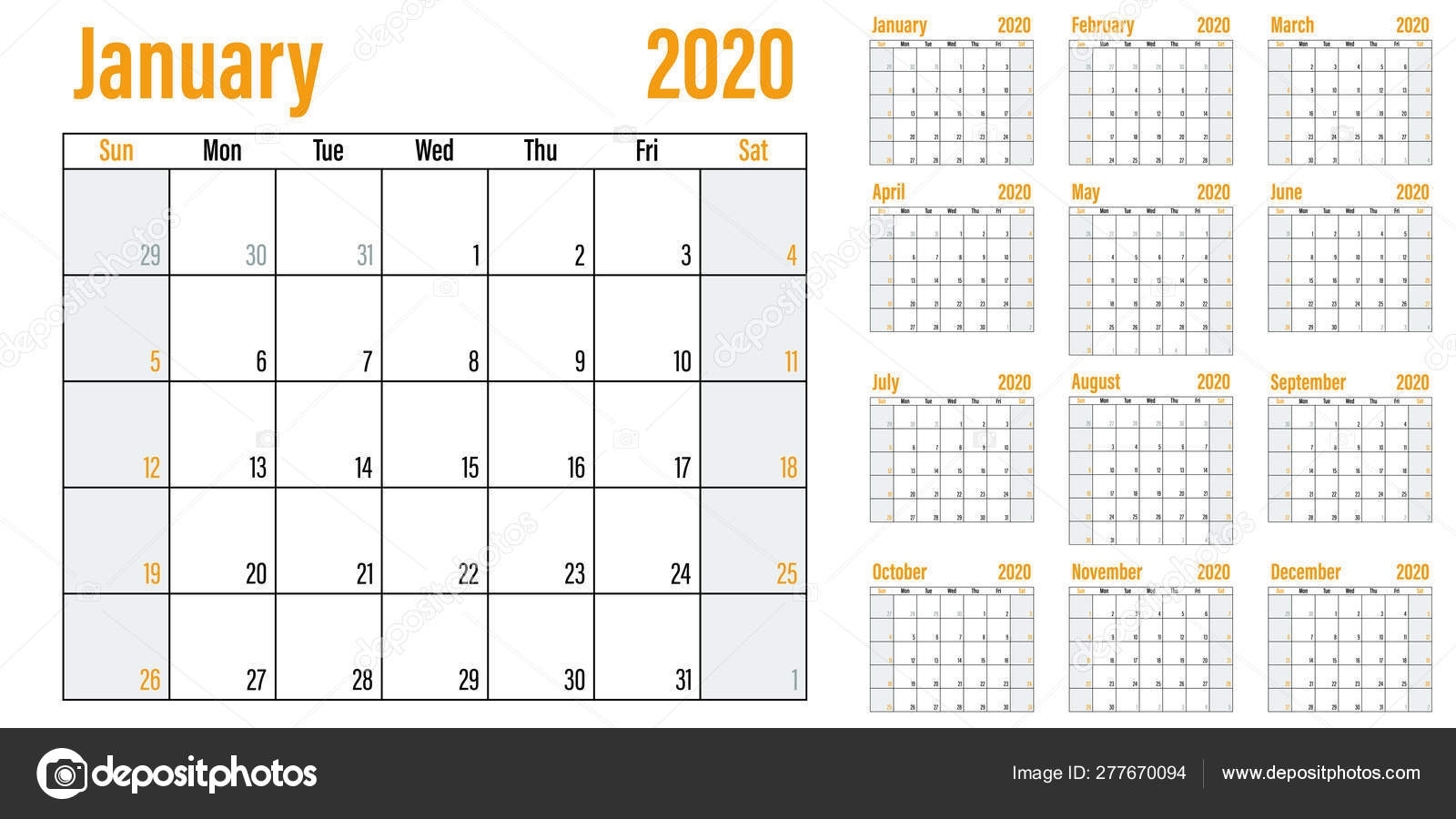Calendar Planner 2020 Template Vector Illustration All Calendar Of 2020 Indicating Week Numbers