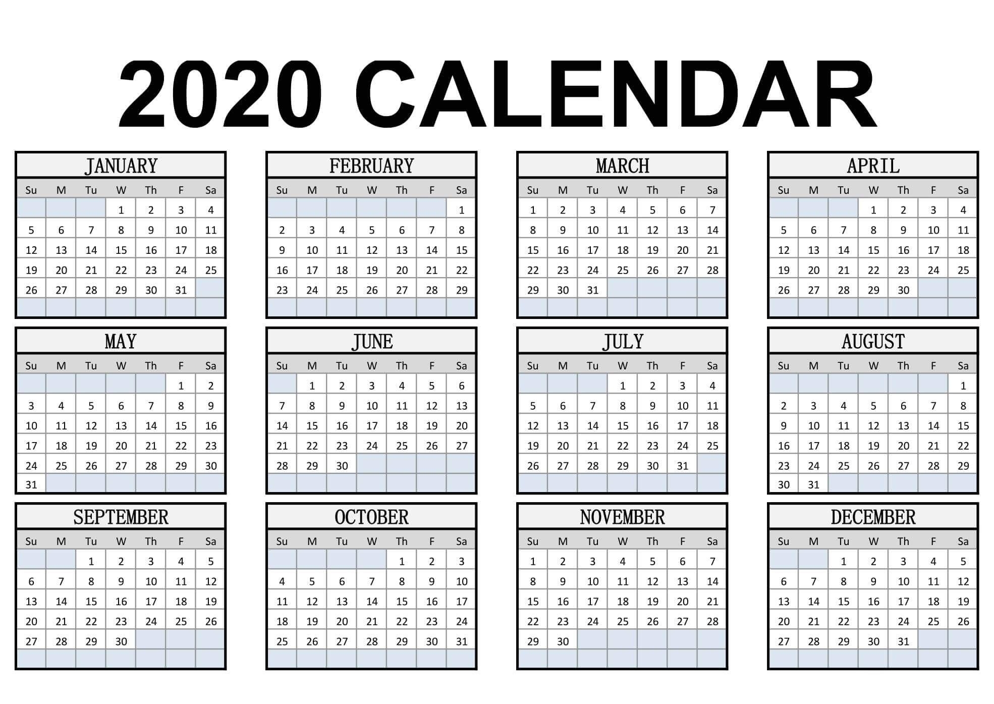 Calendar Year 2020 Holidays Template - 2019 Calendars For Perky Year Calendar 2020 Printable