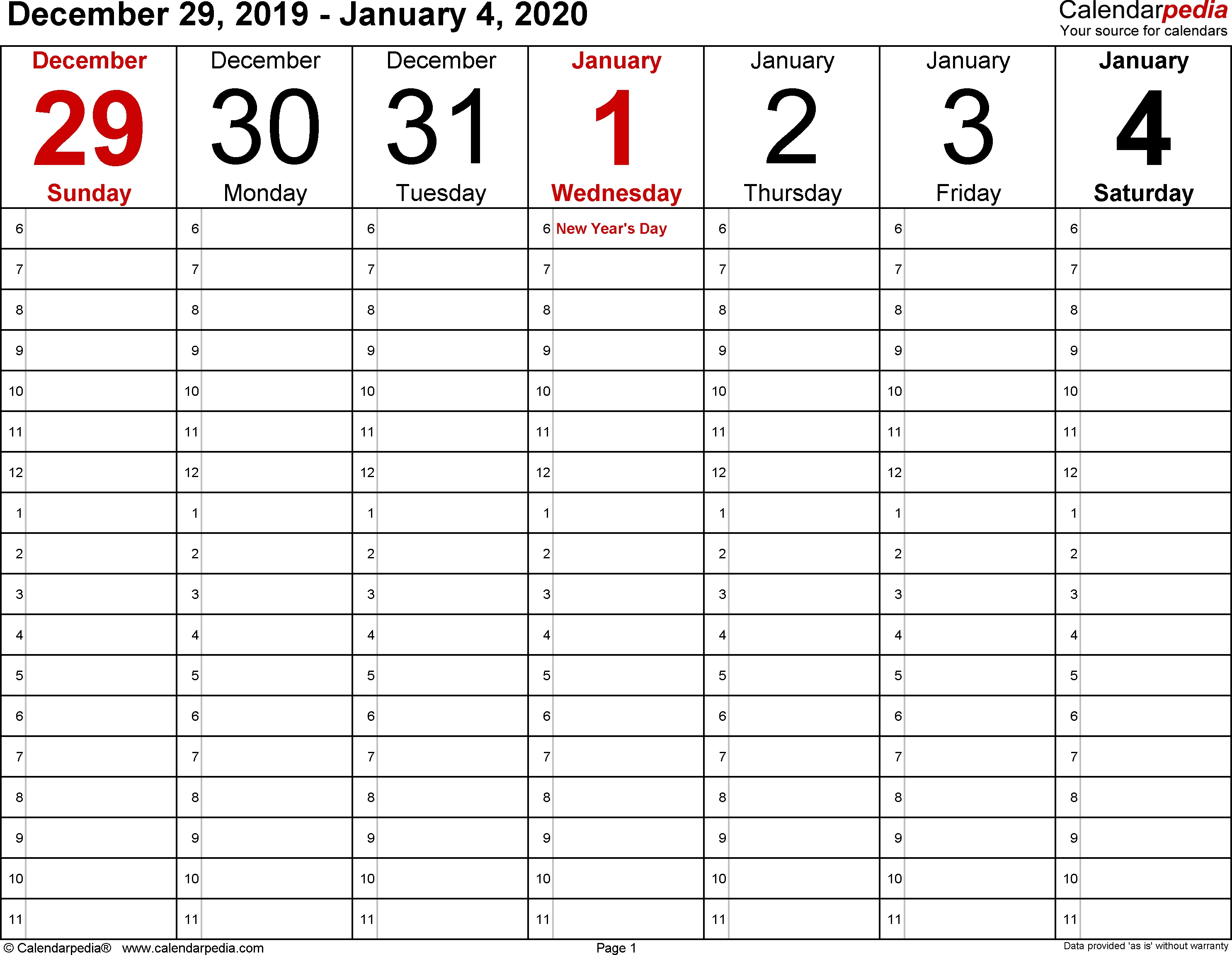 Calendarpedia - Your Source For Calendars Blank Calendars With Days Of The Week Not Numbered