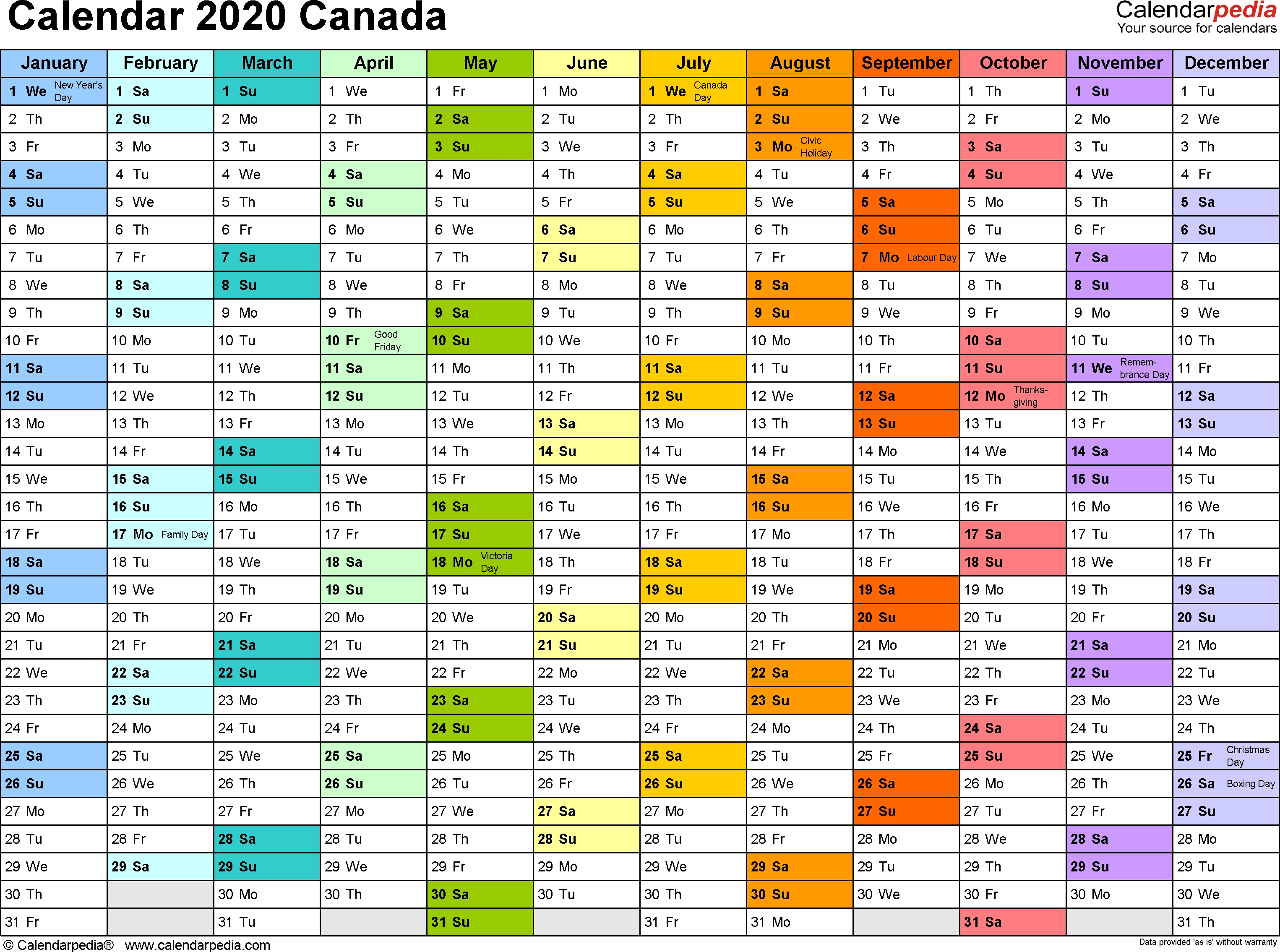 Canada Calendar 2020 - Free Printable Excel Templates 2020 Calendar Template Excel