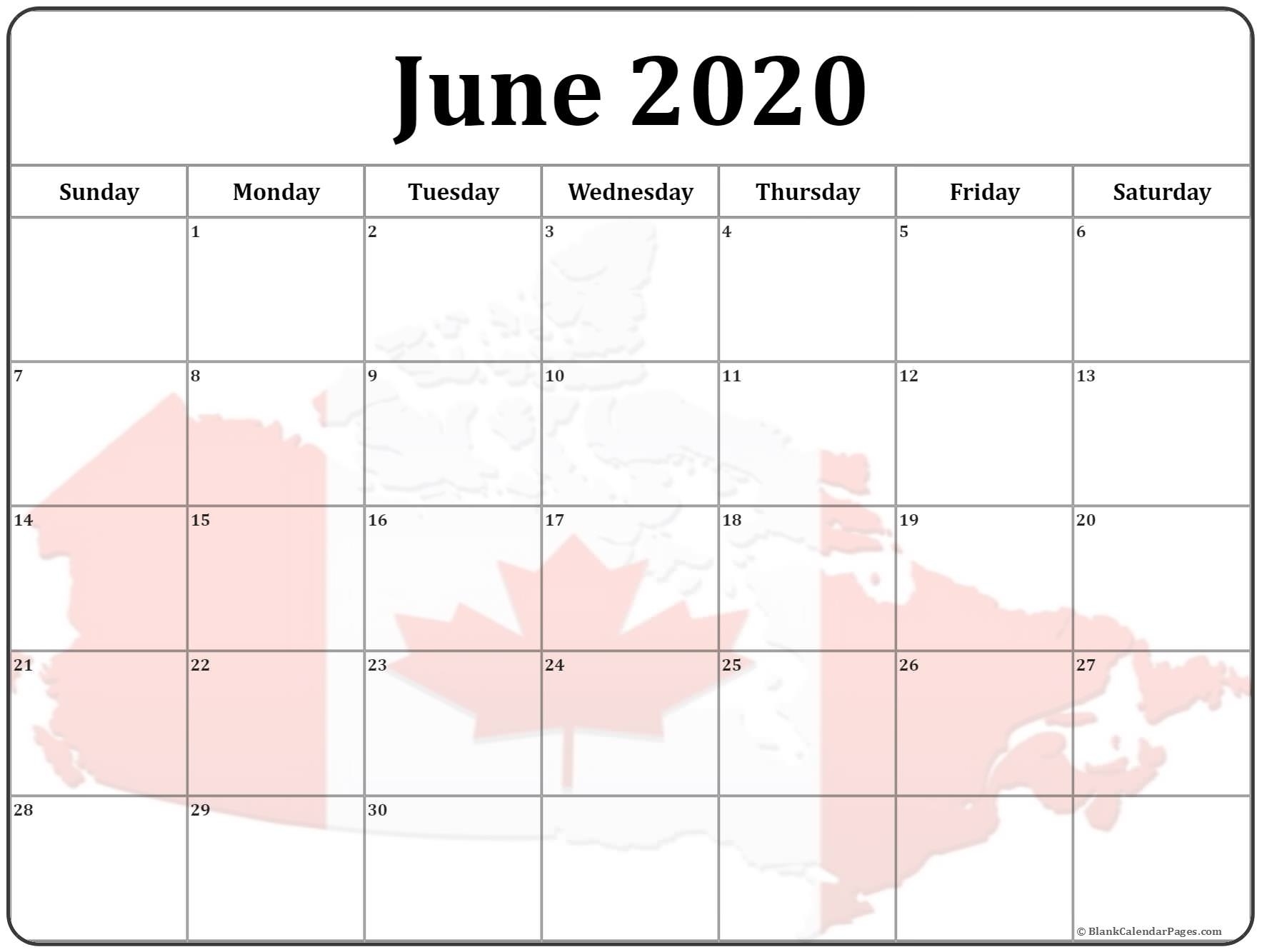 Collection Of June 2020 Photo Calendars With Image Filters. June 2020 Calendar Canada