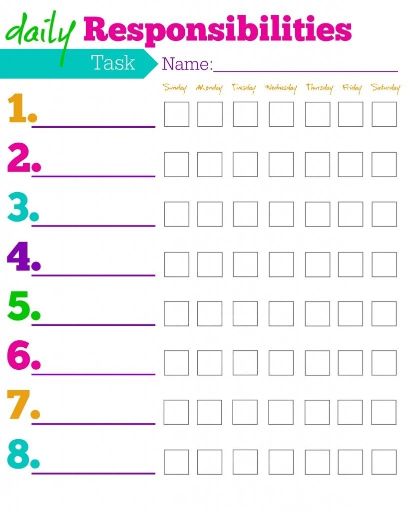 Exceptional Monthly Behaviour Chart For Preteens Printable Blank