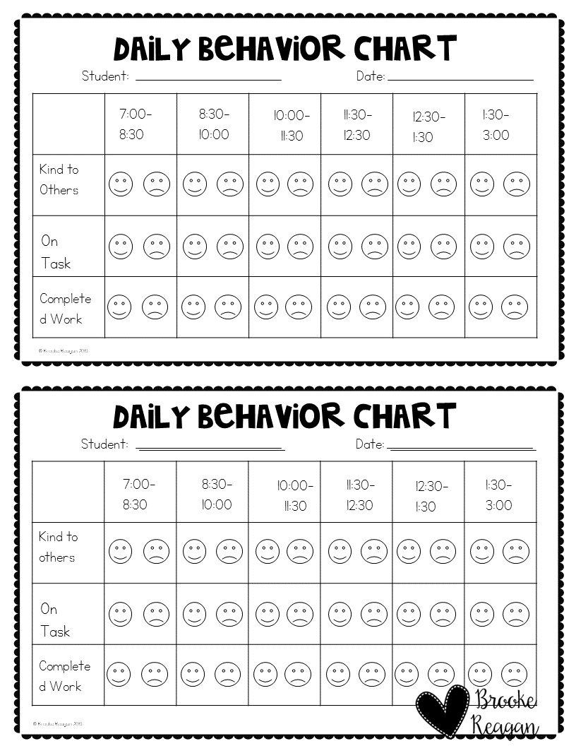 Daily School Behavior Chart - Pogot.bietthunghiduong.co Editable Behavior Chart With Calendar Free