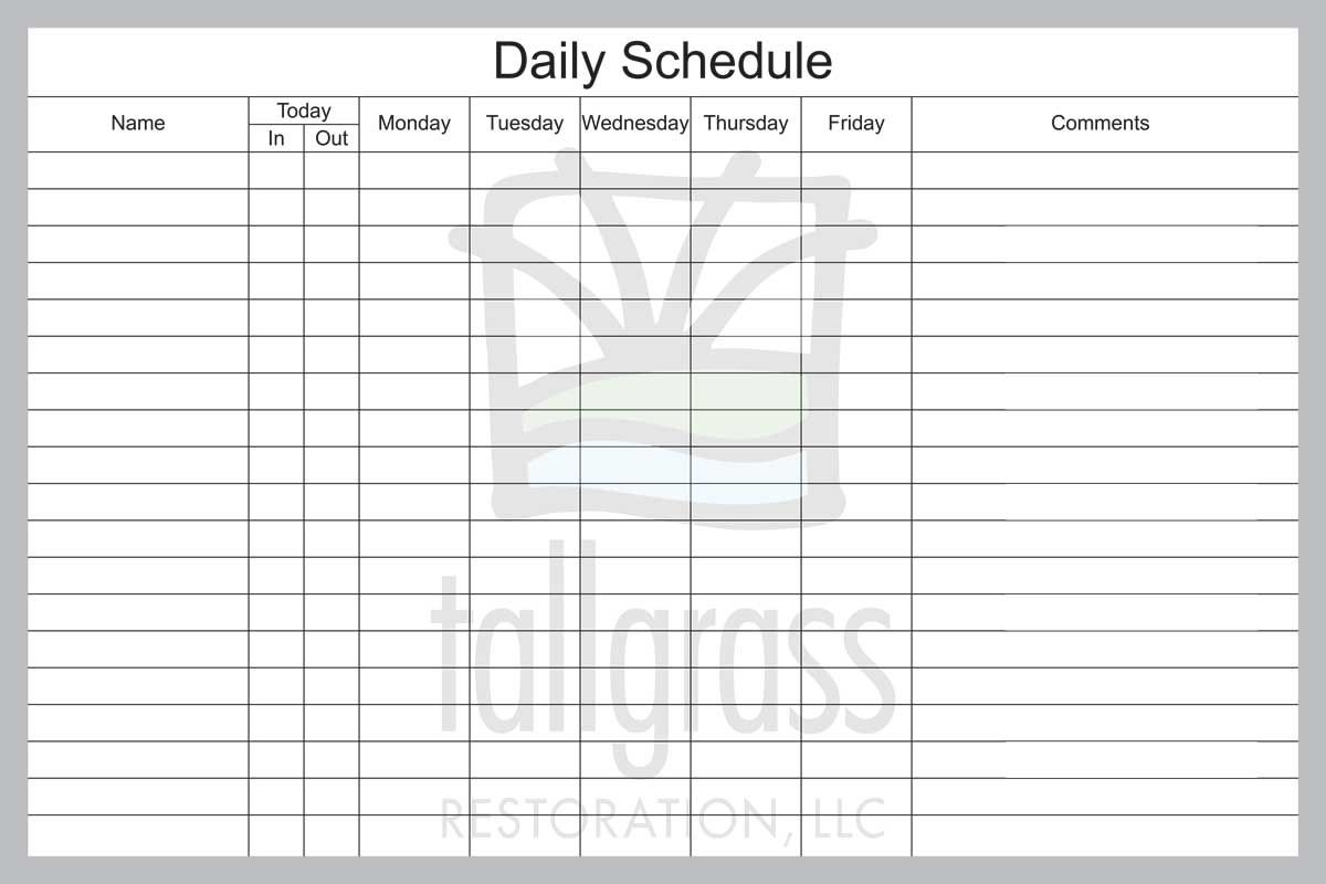 Dds Custom Whiteboard - Tallgrass Restor Daily Schedule Personalised Monthly Calendar Dry Erase Board