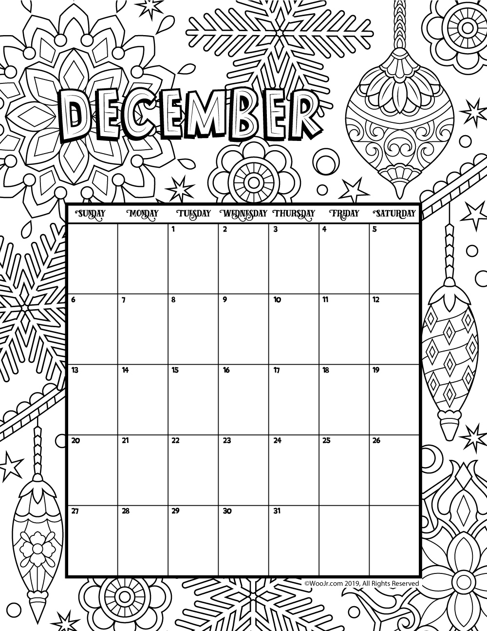 December 2020 Coloring Calendar | Woo! Jr. Kids Activities Perky Printable Christmas Activity Calendar 2020