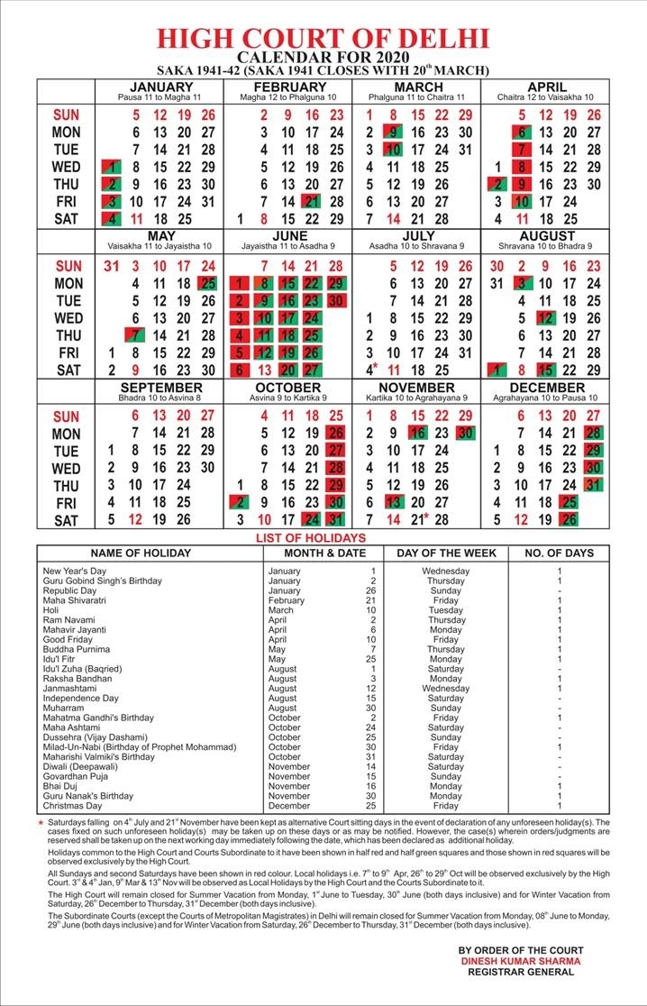 High Court Of Delhi Calendar 2024 Ketty Patrice