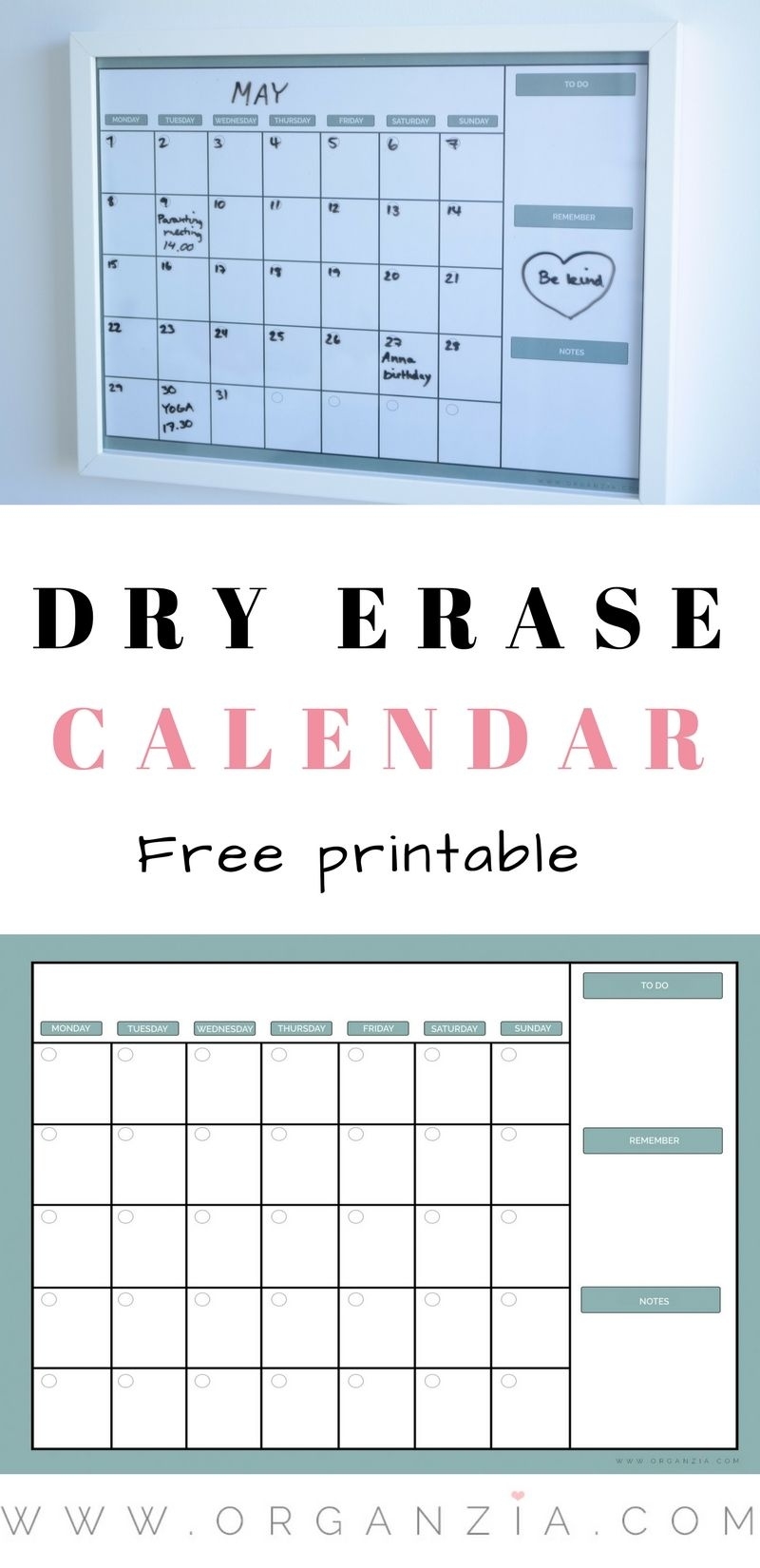 Diy Monthly Planner, Dry Erase Calendar + Free Printable Exceptional Monthly Calendar Dry Erase Printable